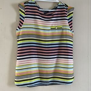 The Limited White and Green Sleeveless Boxy Blouse